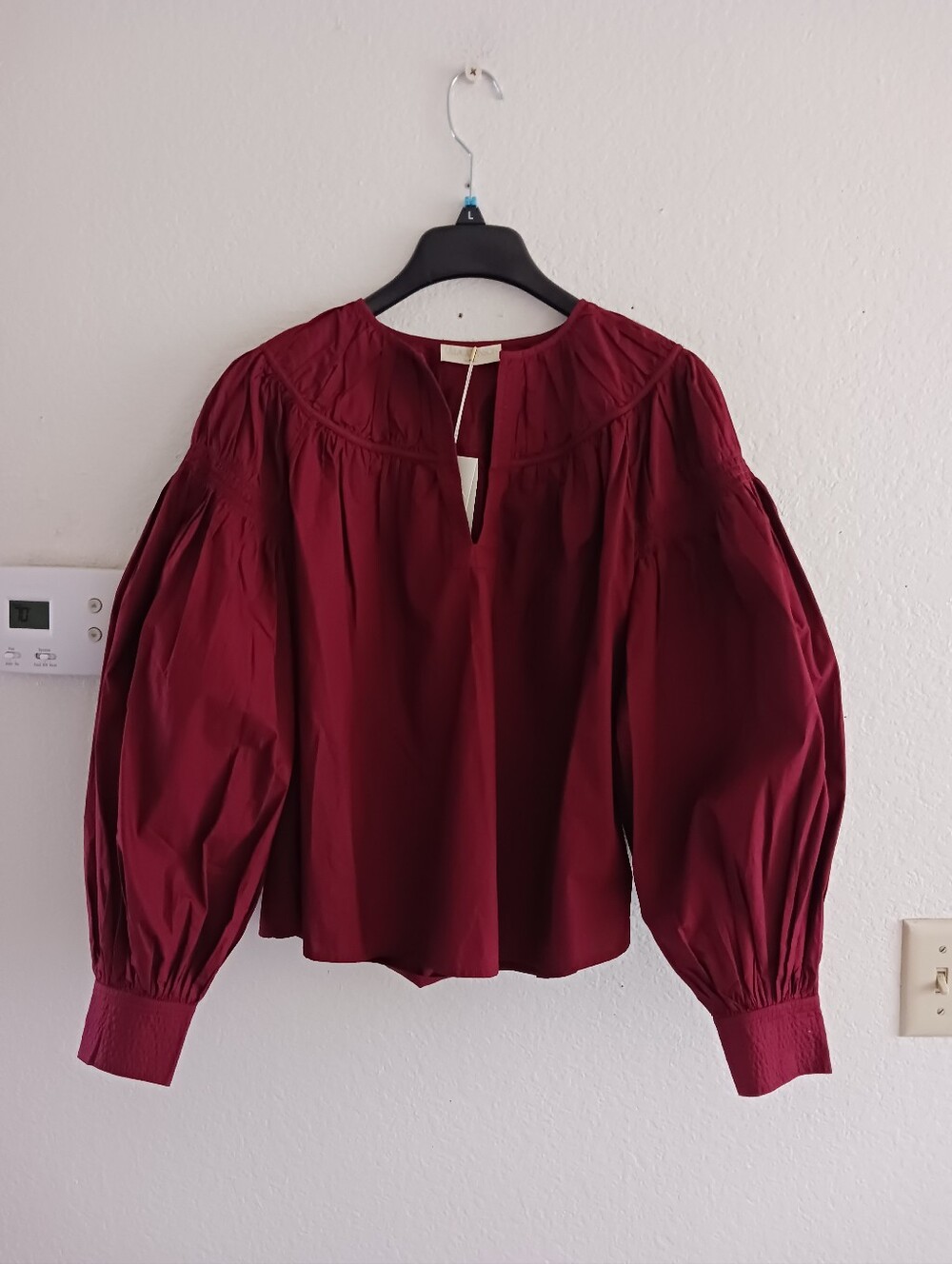 Ulla‎ Johnson Bishop-Sleeve Ora Blouse In Bordeaux